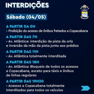 Confira as interdições da Prefeitura do Rio para o Show da Madonna