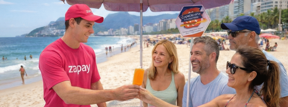 Zapay promove ativação em Copacabana com distribuição de picolés premiados